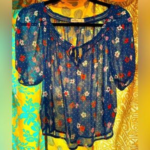 Hollister blue floral blouse size small